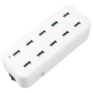 Coms 10孔 USB電源有線多功能充電器 White, LS415, 1個