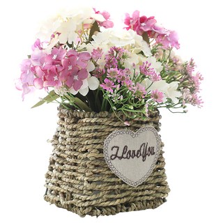 행복한마을 조화 라탄 수국 화분, 혼합 색상, 1개