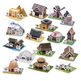 스콜라스 뜯어만드는세상 세계문화여행 세계의 전통가옥과 전통의상 3D 입체퍼즐, 176피스, 혼합색상, 1세트