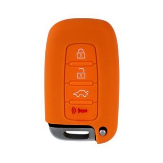 바이어블 현대 기아 4버튼 스마트 키홀더 실리콘 케이스, 오렌지, VA-S18