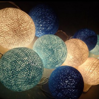 젊은이마켓 코튼 볼 스프링 라이트 줄조명 20구, 블루, 1개