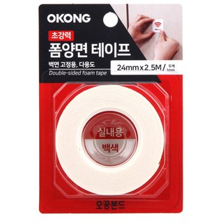 오공 초강력 폼양면 테이프 백색 24mm x 2.5m, 1개