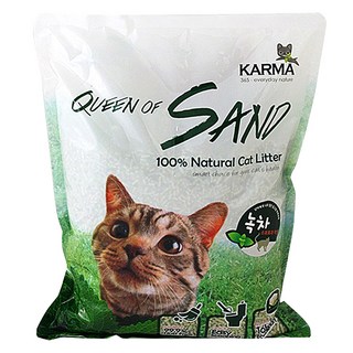 카르마 퀸오브샌드 응고형 고양이 두부 모래, 7L, 1개, 녹차
