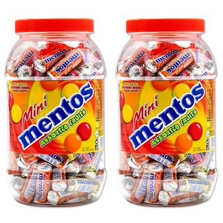 mentos 曼陀珠 迷你曼陀珠 綜合水果口味, 1000g, 2桶