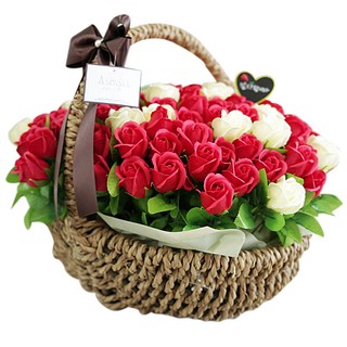 아스파시아 사랑과 감사가득 100송이 로즈 비누꽃 바구니, 레드장미, 1개