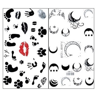 PARTY COSTUME 中型紋身貼紙 HM600HM601, 混合顏色, 1套