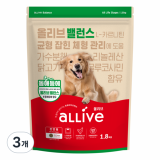 대주펫푸드 강아지 올리브 기능성 사료, 관절+장건강, 1.8kg, 3개