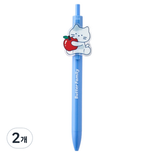 BUTTERSHOP Shop Apple Farm 牛奶貓 壓克力徽章原子筆 黑色, 藍色, 2個