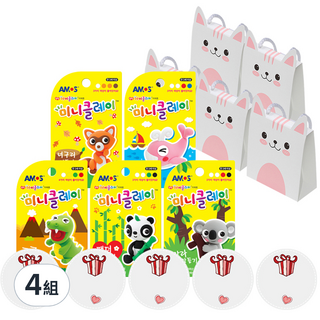 KINDER MOM Kinder Mom 幼兒園生日禮物 迷你黏土文具組, 隨機顏色, 4組