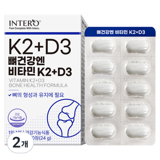 INTERO 骨骼健康 維生素K2+D3, 2個, 60錠, 24g