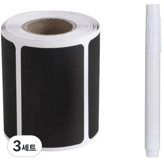 Sevenzip 黑標捲筒貼紙 300入 + 白色麥克筆, 3套