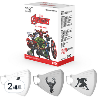 Eorinsum 漫威復仇者聯盟系列印花彩色立體口罩 黑豹款 M號, 白色、銀色、淺灰色, 2套
