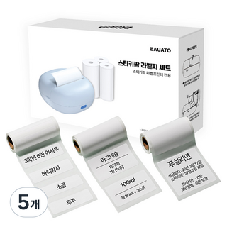 바우아토 스티키팝 자동 정렬 미니 감열식 라벨프린터 전용 라벨지 3종 세트, 5세트