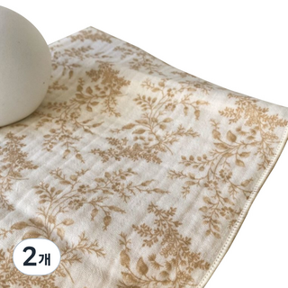 목화베리 키친크로스 순면거즈 3중 테이블매트 행주 베이지꽃, 2개