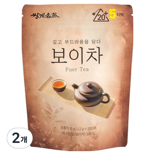 SSANGGYE 普洱茶 三角茶包, 2個, 25入, 1.2g