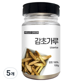 헬로우그린 프리미엄 감초 파우더 통 가루 분말, 5개, 100g