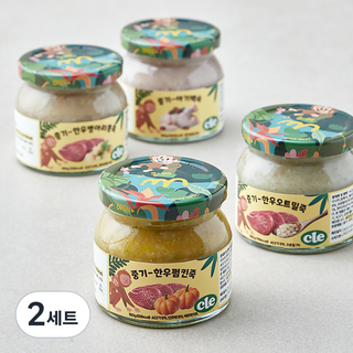 푸드케어 중기 7~8개월 클레 프로틴 이유식 한우오트밀죽 150g + 한우펌킨죽 150g + 한우병아리콩죽 150g + 아기백숙 150g 세트, 600g, 2세트