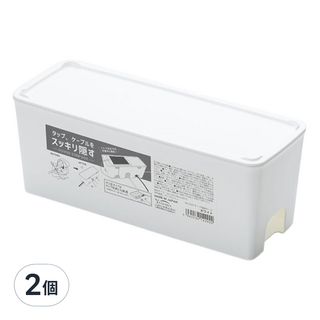 YAMADA 山田化學 延長線收納盒1429 白色 桌面整潔收納 電線整理好幫手, 2個