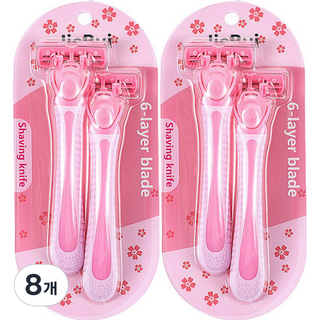 About Bath 女性用6層刀片除毛刀 粉紅色, 2入, 8個