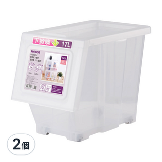 好室喵 雅典娜 下掀式整理箱 17L (滑輪收納), 透明, 2個