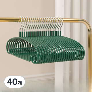 프렌지 유선형 논슬립 옷걸이 40cm, 딥그린, 40개