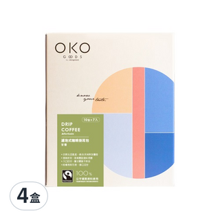OKO 生態綠 AFTERTASTE 濾泡式咖啡掛耳包 10g x 7入 國際公平貿易認證, 7包, 4盒