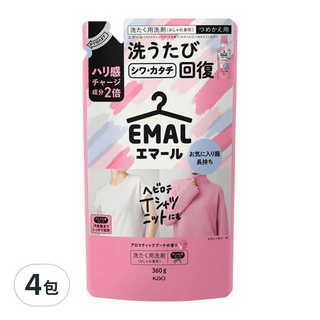 Kao 花王 EMAL 精致洗 護色防縮洗衣精 補充包 芬芳花香, 4包, 360g