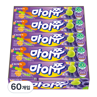 크라운 마이쮸 포도, 44g, 60개