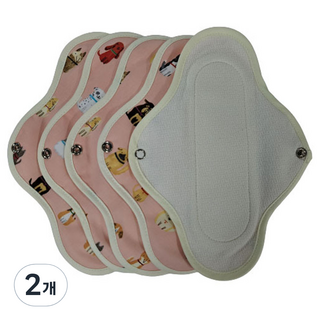 WIZLLY 孕婦用棉質防水衛生棉 中型 狗狗粉紅 25cm, 5入, 2個