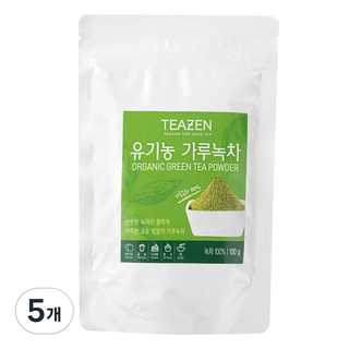 티젠 유기농 가루녹차, 100g, 5개