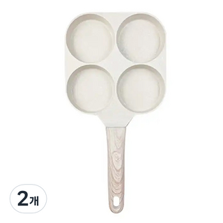 하코야 인덕션 논스틱 다용도 마블 프라이팬 4구, 18.5cm, 2개, 베이지