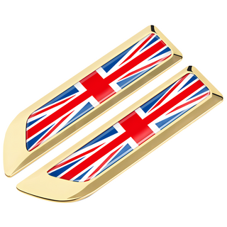 bebehome 多國旗幟車側金屬徽飾貼, 金色英國, 1套