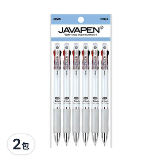 JAVAPEN Jet 3 Ball-M 油性三色筆套裝，0.38mm，白色，6入, 2包