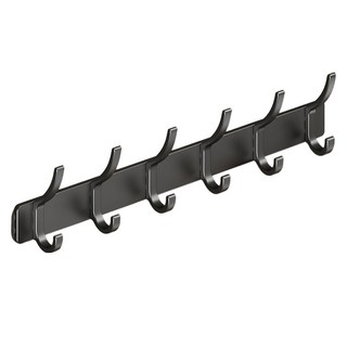 AHOYE 壁掛免釘高低雙排無痕掛勾/收納掛勾/門後掛勾/排勾/掛衣架, 黑色, 1個