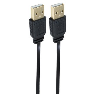 i-gota 愛購它 USB 2.0 A公-A公 黑色扁線 鍍金頭 FUSB-AAPP01, 1m, 1入
