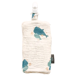 CHU-MI 啾米 四層紗夾式手帕, 100%純棉四層紗, 輕薄透氣又吸水, 鯨魚, 1個