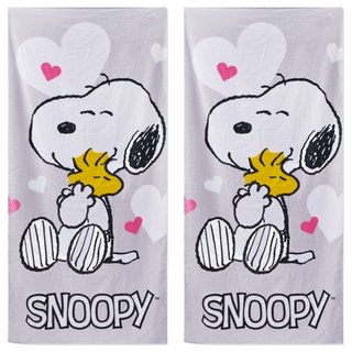 ONEDER 旺達棉品 大浴巾, 史努比 灰色, 2條