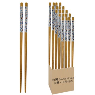 松鶴 筷子 天然竹耐熱, 天然竹色, 10雙筷子, 1組
