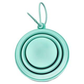 FaSoLa 經典款食品級FDA鉑金矽膠多功能摺疊碗杯 - 蒂芬妮綠 - 2組, 摺疊碗杯 + 杯蓋