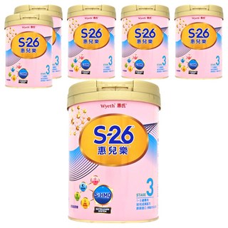Wyeth 惠氏 S-26 惠兒樂幼兒成長配方奶粉 再升級版 3號 1~3歲, 6罐, 850g
