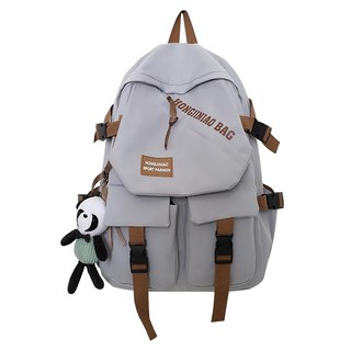 AFAMIC 艾法 日系簡約無印風純色多層次雙肩抗震後背包, 灰色