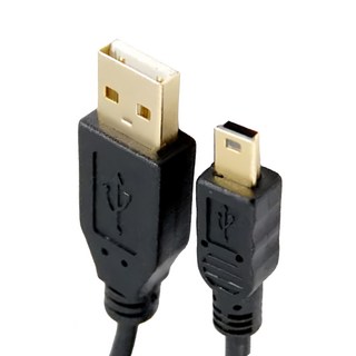 Cable USB 2.0 A公 Mini 5Pin 傳輸線 0.3M, 黑色, 1條