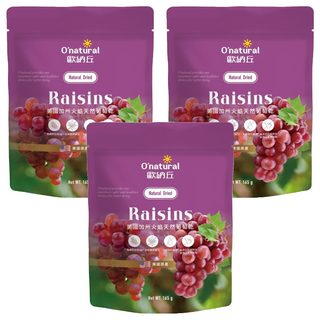 O'natural 歐納丘 美國加州火焰天然葡萄乾 165g, 3包