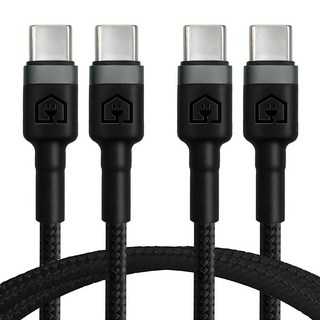 Home Planet Type-C 對 Type-C PD 60W 快充線, 2m, 黑色, 2條