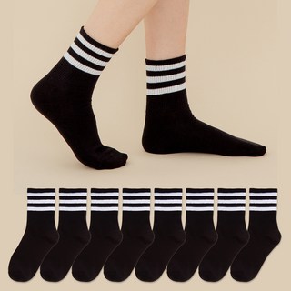 BASE ALPHA ESSENTIALS 女性標準羅紋中筒襪 8雙