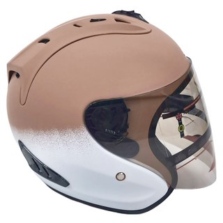 全罩式安全帽 含一層護目鏡 R3-A6, 奶茶白色