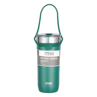 TYESO 泰碩 真空不鏽鋼手提束帶保溫杯 附吸管, 綠色, 710ml, 1個