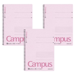 KOKUYO Campus 雙線圈筆記本 B5尺寸 6mm行距 34行 40張/本 可折疊輕便, 紅, 3本