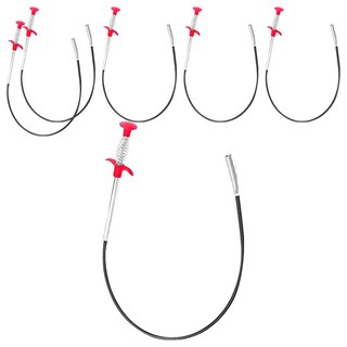 排水孔疏通夾6支入, 60cm - 輕鬆清潔毛髮雜物，保持排水暢通, 銀色 + 紅色, 6支