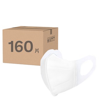 咪咪購物 成人寬耳帶口罩, 3D立體口罩 無痛粗耳帶口罩, 1入, 160片, 白色